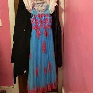 Blue and Pink dress with rhinestones